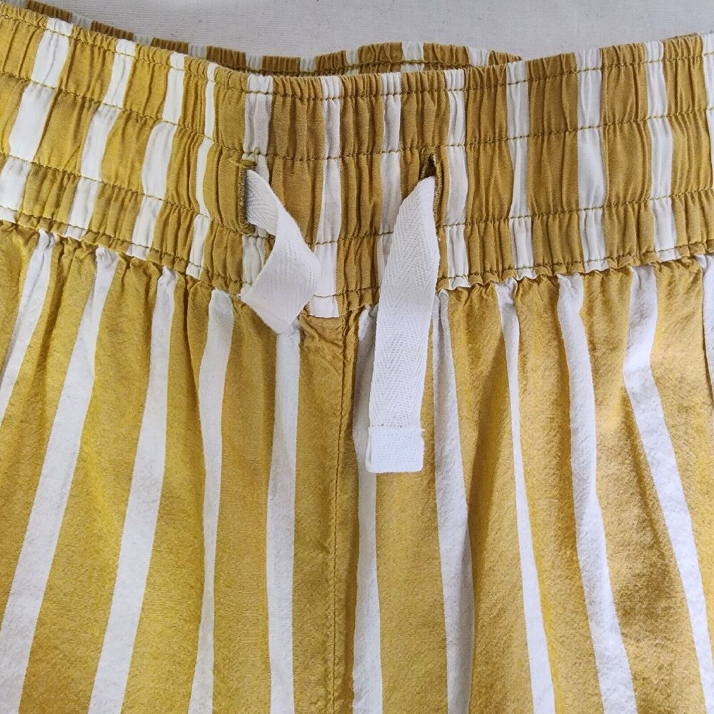 Old Navy Womens Shorts Medium Gold Stripe Cotton Woven Pajama Lounge Pull On - Picture 5 of 9